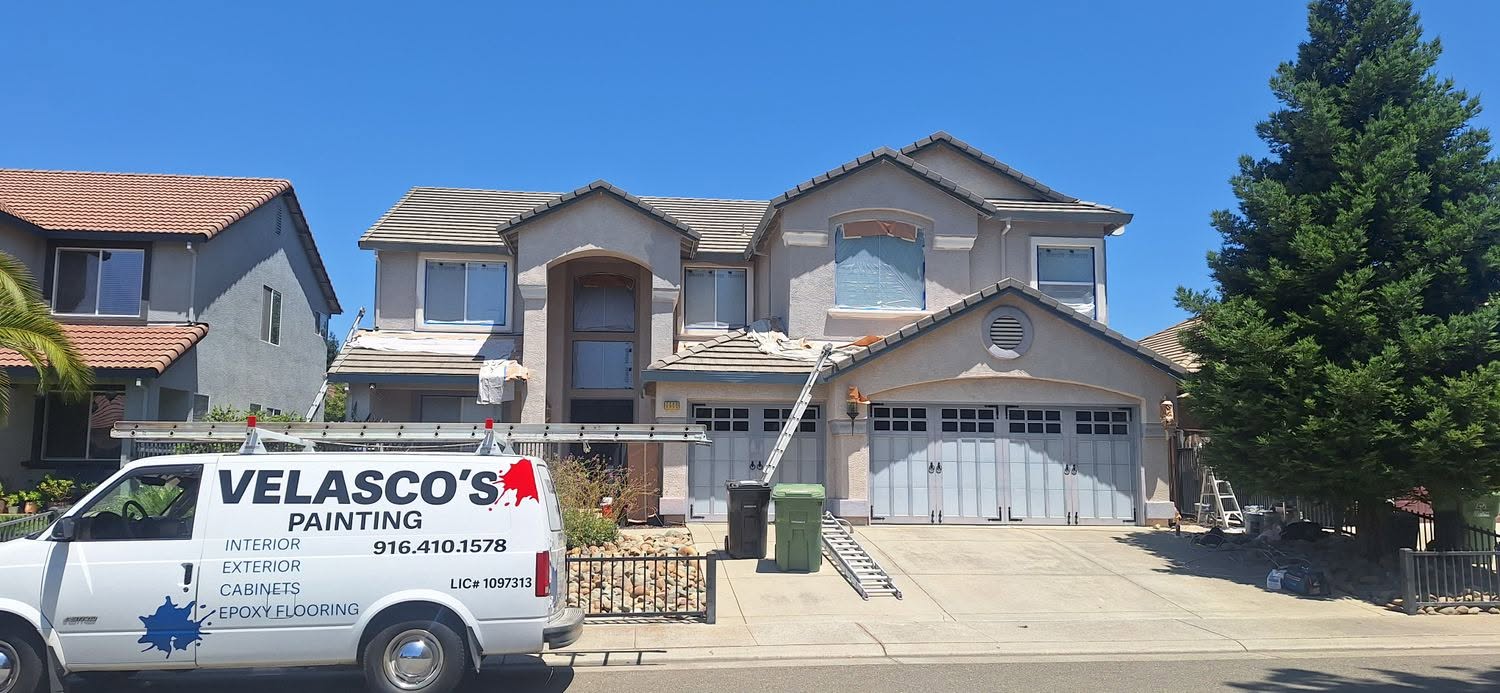 Exterior repaint in progress — North Highlands